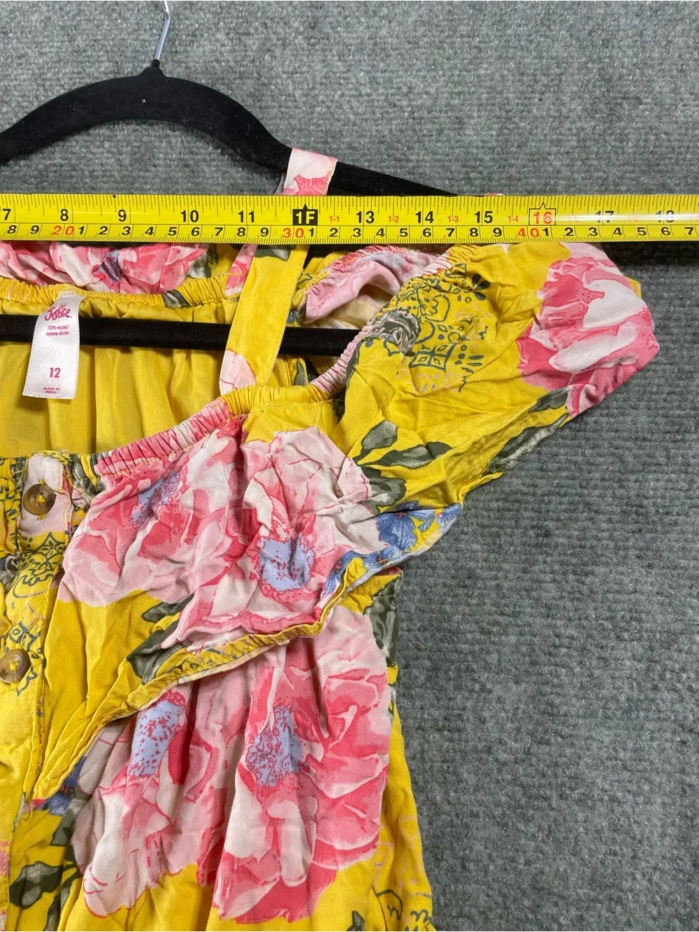 Justice Yellow‎ Floral Summer Dress with Pink Accents